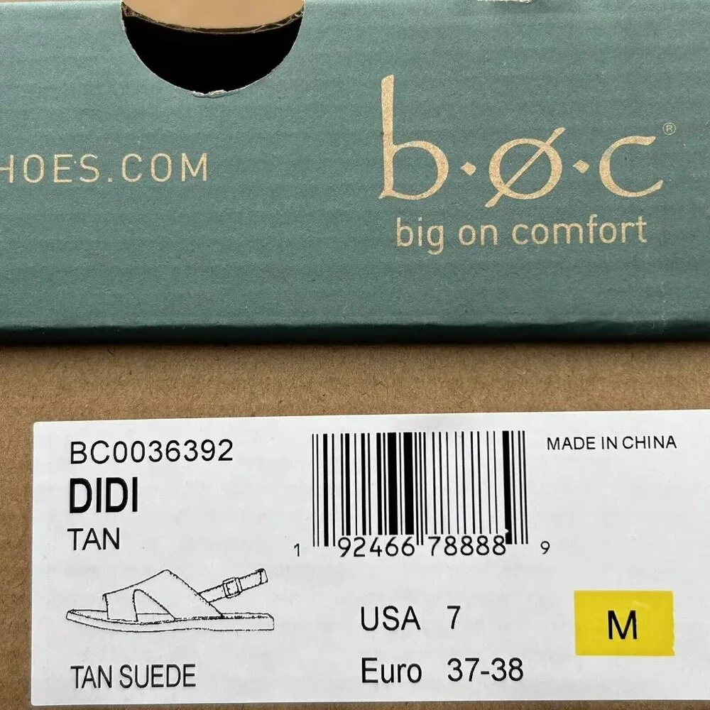 B.O.C Women’s Flat Sandals Size 7 Brown Suede Upper Lightweight & Comfortable‎